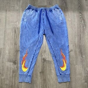 Nike Blue Tapered Joggers with Red Stripe